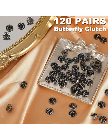 Pasadores de Corbata JANYUN 120 Piezas Clutch Mariposa Negro 4mm