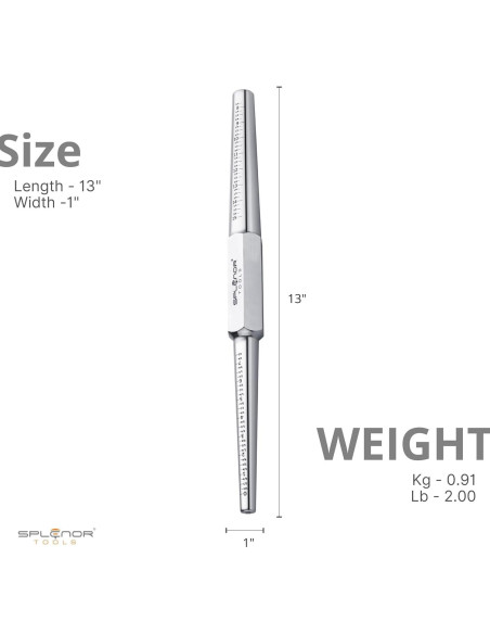 Anillo Mandril de Acero Splenor 33 cm US 0-15 Sin Estrías