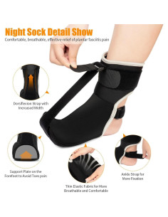 Calcetín de férula para fascitis plantar Yalemie - Mediano Negro 2
