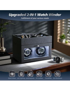 Winder de Reloj Doble Veloria con Organizador de Joyería Negro 2