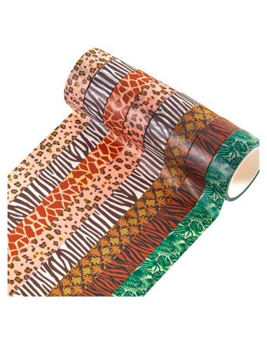 Cinta Washi Decorativa Lewtemi 12 Rollos Animales 5m 15mm