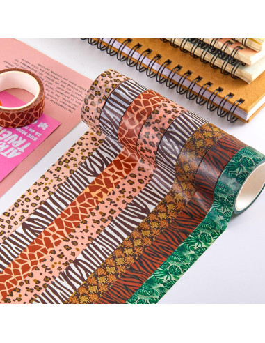 Cinta Washi Decorativa Lewtemi 12 Rollos Animales 5m 15mm