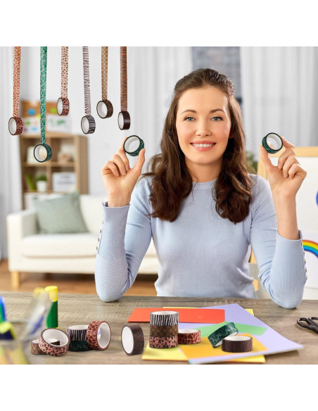 Cinta Washi Decorativa Lewtemi 12 Rollos Animales 5m 15mm