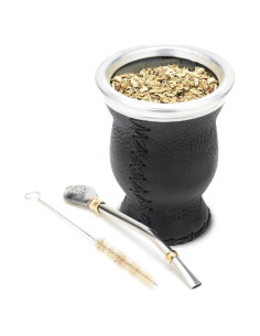 Conjunto de Gourd de Yerba Mate BALIBETOV Cuero y Vidrio 150ml