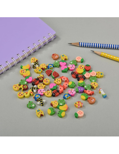 300 Borradores Mini de Animales y Frutas QDXATIVP - Ecológicos