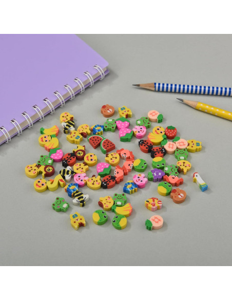 300 Borradores Mini de Animales y Frutas QDXATIVP - Ecológicos