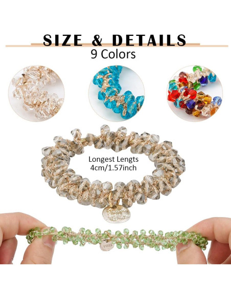 Gomas de Pelo Elásticas Ahoney 9 Piezas Cristal Boho