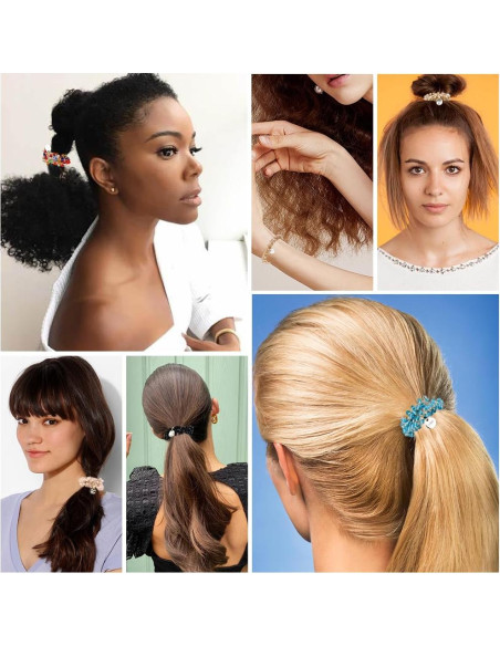 Gomas de Pelo Elásticas Ahoney 9 Piezas Cristal Boho