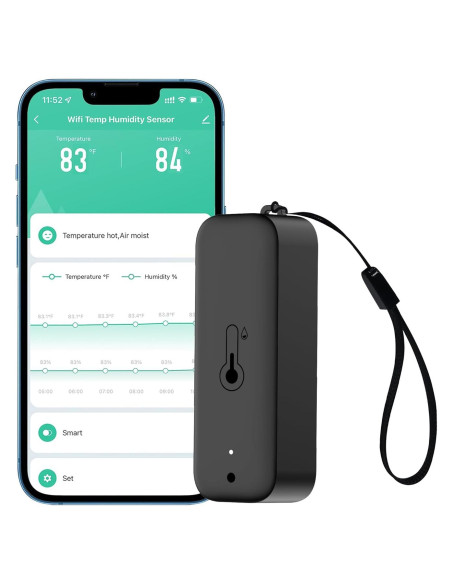 Termómetro Higrómetro WiFi Gaoducash Negro con Alerta App