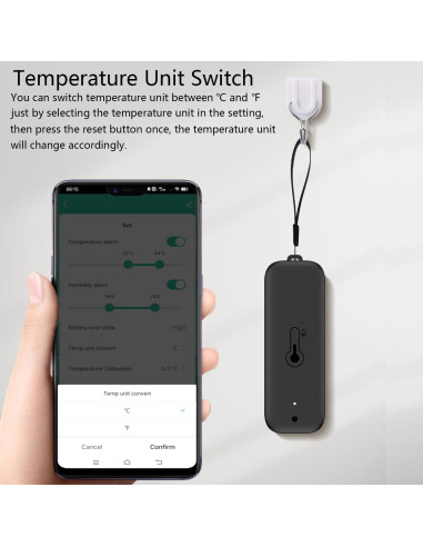 Termómetro Higrómetro WiFi Gaoducash Negro con Alerta App