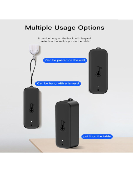 Termómetro Higrómetro WiFi Gaoducash Negro con Alerta App