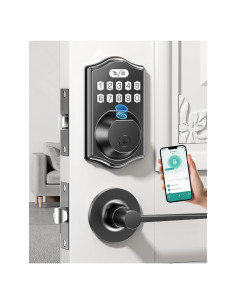Cerradura Biométrica LCWZSA K6 con Manijas - Sin Llave, Negro