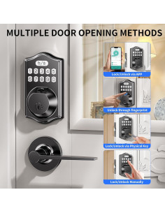 Cerradura Biométrica LCWZSA K6 con Manijas - Sin Llave, Negro 2