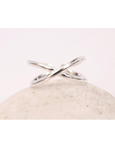 Anillo ajustable de plata esterlina 925 MiYa - Cruzada