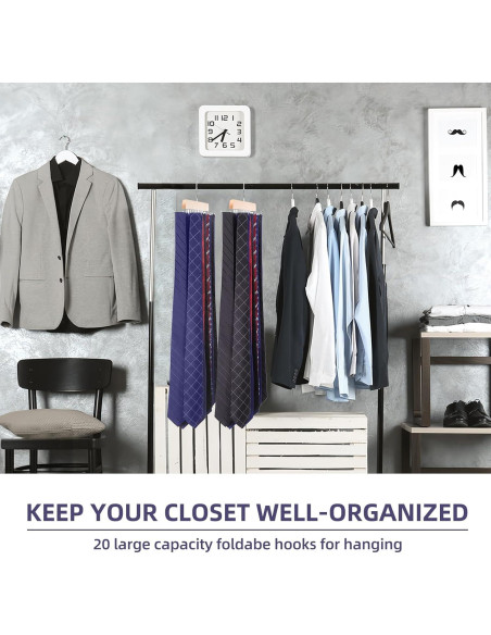 Perchero de Corbatas Kimo de Madera con 20 Ganchos Plegables