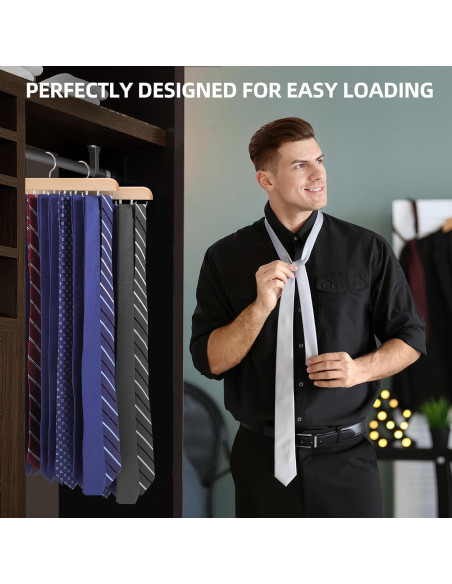 Perchero de Corbatas Kimo de Madera con 20 Ganchos Plegables