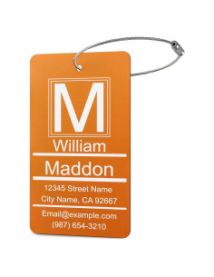Etiquetas de Equipaje Personalizadas FamiB Metal Naranja 5x8 cm