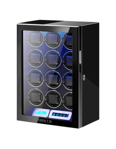 Enrollador de Relojes SNEOLTJN para 12 Relojes Negro con LCD