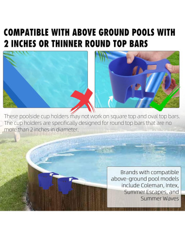 Soporte para vasos TonGass azul para piscinas elevadas - paquete de 6