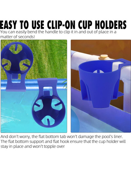 Soporte para vasos TonGass azul para piscinas elevadas - paquete de 6