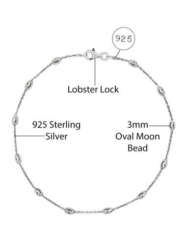 Cadena de Tobillo de Plata Esterlina 925 Chapada en Oro 18K Savlano
