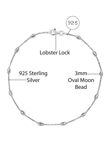 Cadena de Tobillo de Plata Esterlina 925 Chapada en Oro 18K Savlano