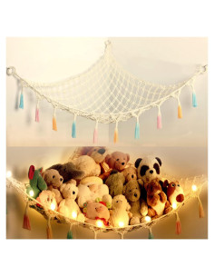 Hamaca Colgante de Macramé Yewiwin para Almacenamiento de Juguetes Beige