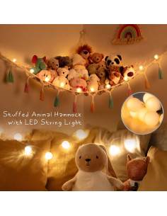 Hamaca Colgante de Macramé Yewiwin para Almacenamiento de Juguetes Beige 2