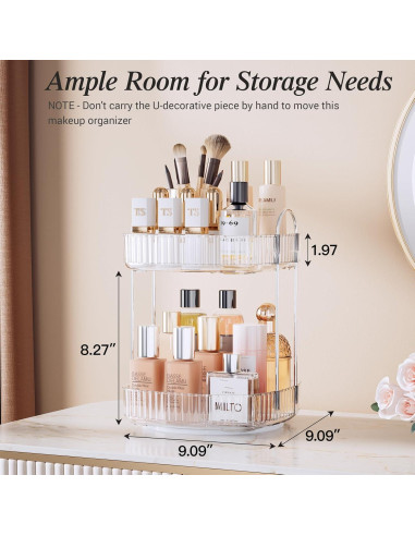 Organizador de Baño Rotativo Delamu 2 Niveles Transparente