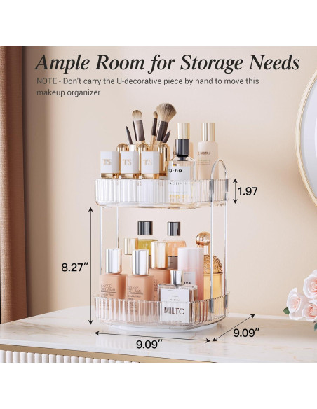 Organizador de Baño Rotativo Delamu 2 Niveles Transparente