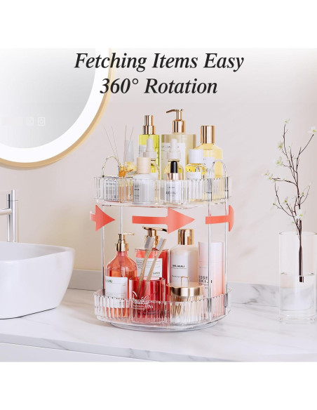 Organizador de Baño Rotativo Delamu 2 Niveles Transparente