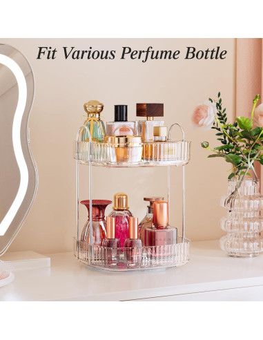 Organizador de Baño Rotativo Delamu 2 Niveles Transparente