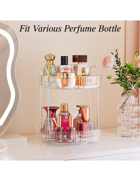 Organizador de Baño Rotativo Delamu 2 Niveles Transparente