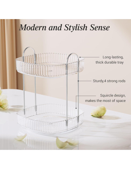 Organizador de Baño Rotativo Delamu 2 Niveles Transparente