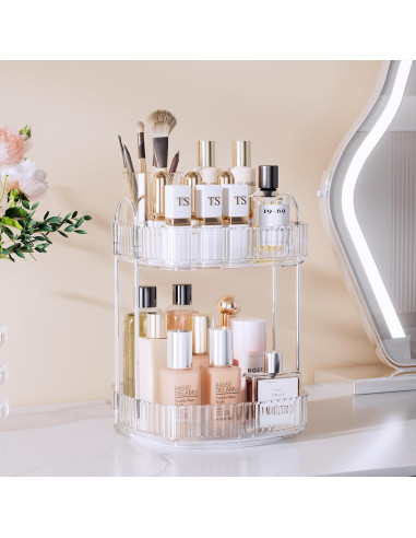 Organizador de Baño Rotativo Delamu 2 Niveles Transparente