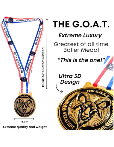 Medalla de Lujo We Da Goat 6.99 cm Doble Cara Premio Deportivo