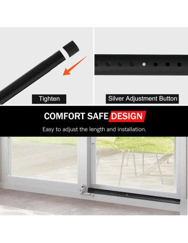 Barra de Seguridad Ajustable para Puerta Corredera Widyana 43.4-101.6 cm