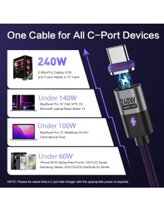 Cable de carga magnético USB C 240W BRIMFORD 0.5m 2