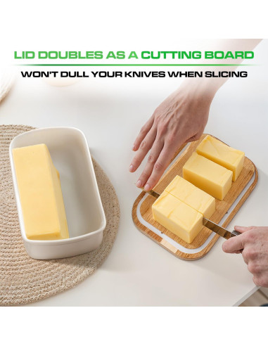 Plato de Mantequilla Plexon Off-white con Tapa de Bambú