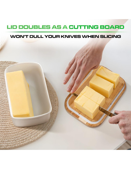 Plato de Mantequilla Plexon Off-white con Tapa de Bambú