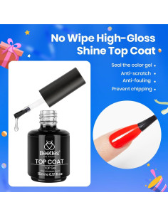 Set Gel Top Coat y Base Coat Beetles 15ml - Brillo Duradero 2