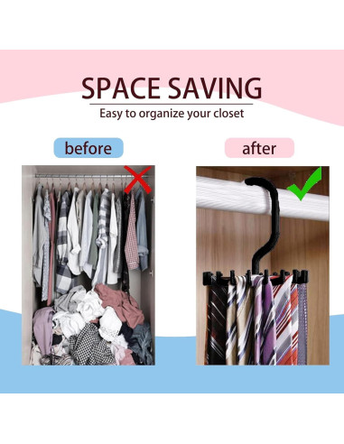 Perchero de Corbatas Circular YAFIYGI Negro Organizador 360