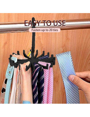 Perchero de Corbatas Circular YAFIYGI Negro Organizador 360