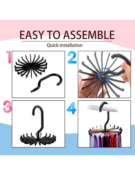 Perchero de Corbatas Circular YAFIYGI Negro Organizador 360