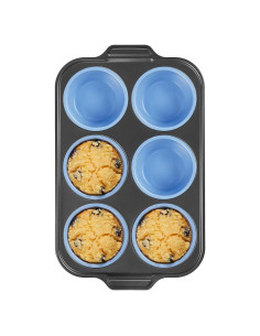 Molde Jumbo para Muffins BRONYPRO 6 Tazas Silicona Azul