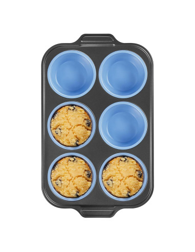 Molde Jumbo para Muffins BRONYPRO 6 Tazas Silicona Azul