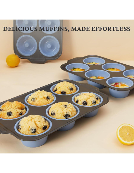 Molde Jumbo para Muffins BRONYPRO 6 Tazas Silicona Azul