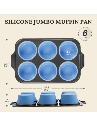 Molde Jumbo para Muffins BRONYPRO 6 Tazas Silicona Azul