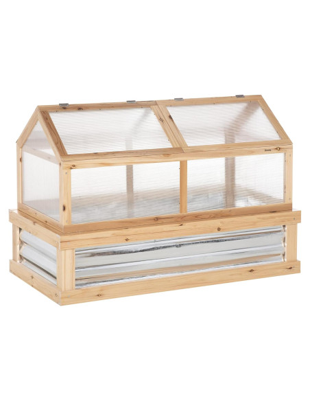 Cama de Jardín Elevada Outsunny con Invernadero Policarbonato 122x61cm