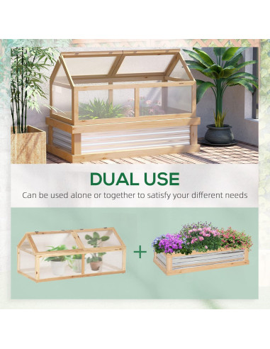 Cama de Jardín Elevada Outsunny con Invernadero Policarbonato 122x61cm